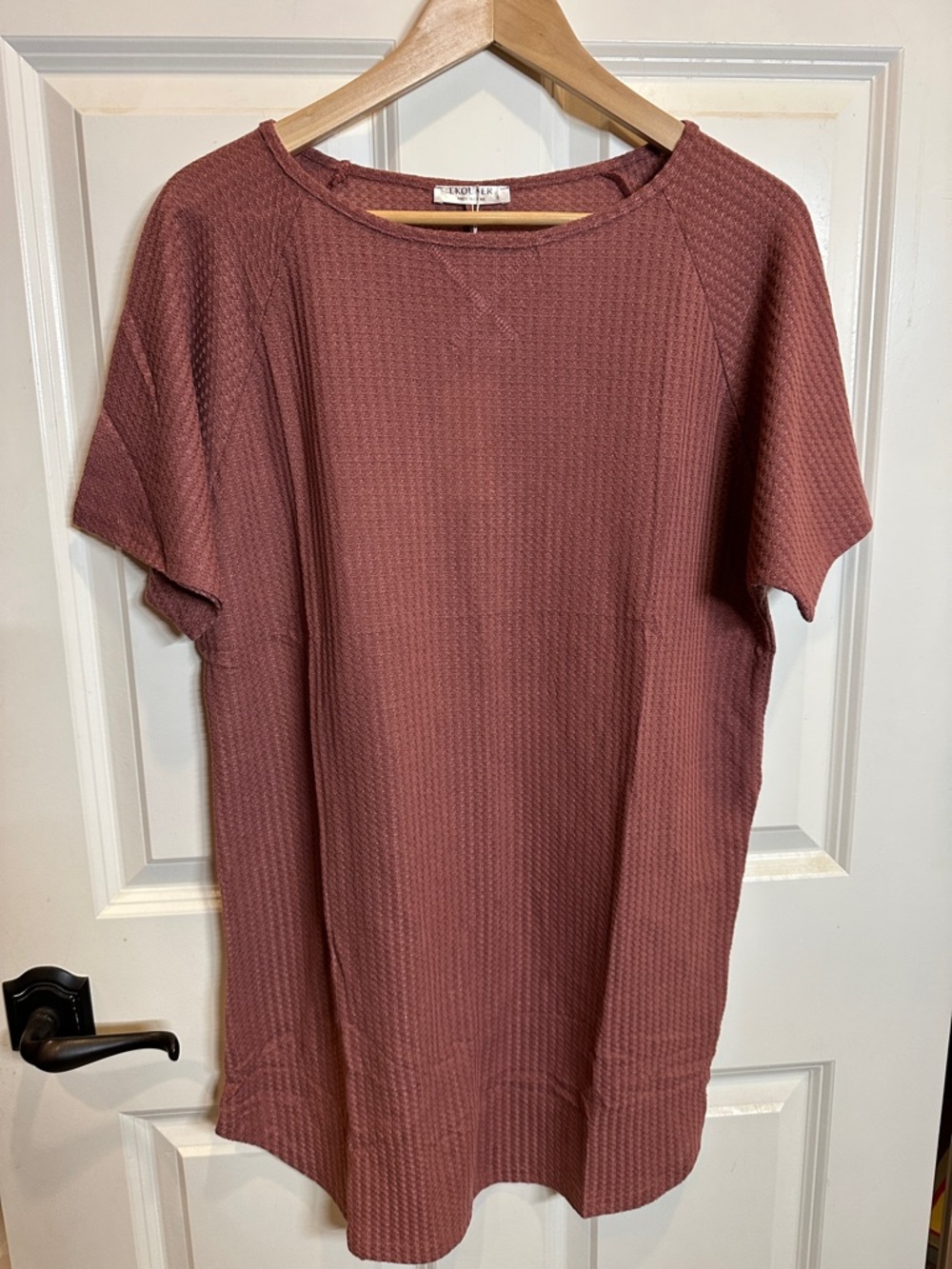 Short Sleeve Waffle Knit night shirt - Dusty Rose